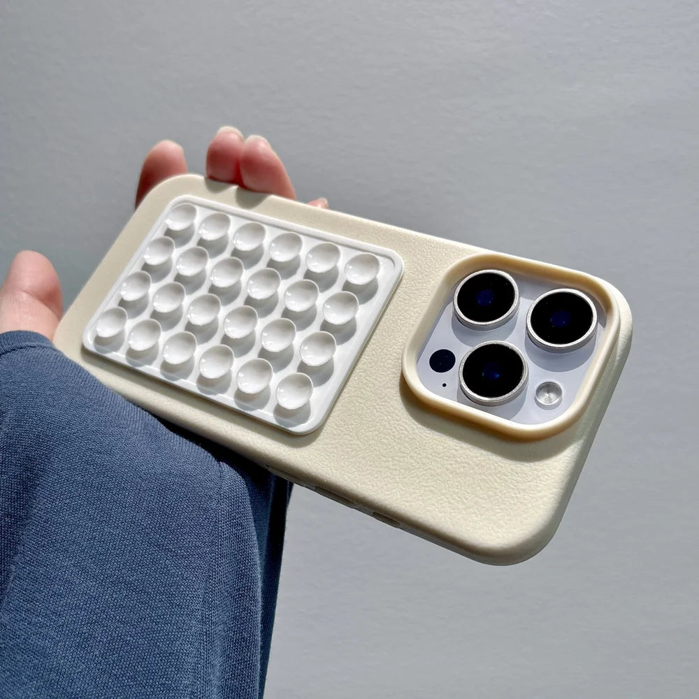 Luxury 3D Suction Cup Airbag Litchi Pattern Phone Case