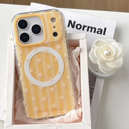 Lovely Flower Stripes Pattern Magnetic Grip Tok Phone Case