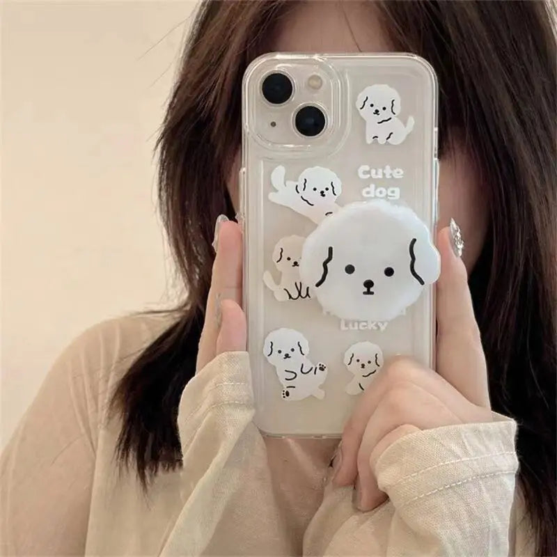 Cute Dog Grip Holder Phone Case