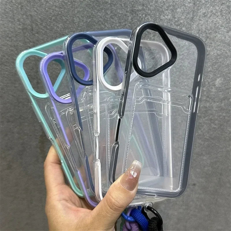 Luxury Card Slot Bag Clear With lanyard Phone Case