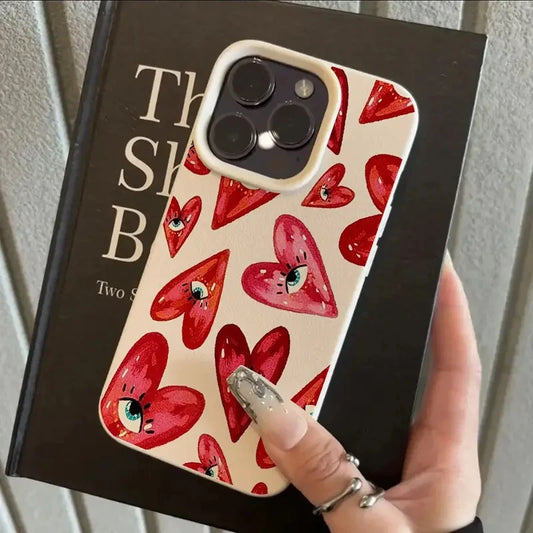 Vintage Red Eyes Heart Lichee Pattern Phone Case