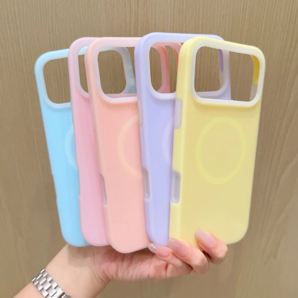 Candy Color Soft Jelly Liquid Silicone For Magsafe Magnetic Wireless Charge Phone Case