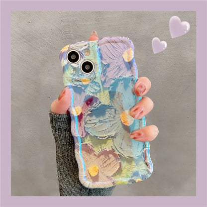 Laser Flowers Glitter Soft Silicone iPhone Case
