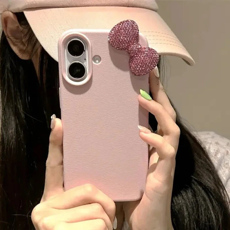 Cute 3D Diamond Bow Pink Phone Case