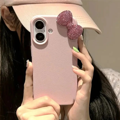 Cute 3D Diamond Bow Pink Phone Case