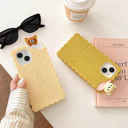 Funny Rilakkuma Bear Sandwich Biscuit Phone Case