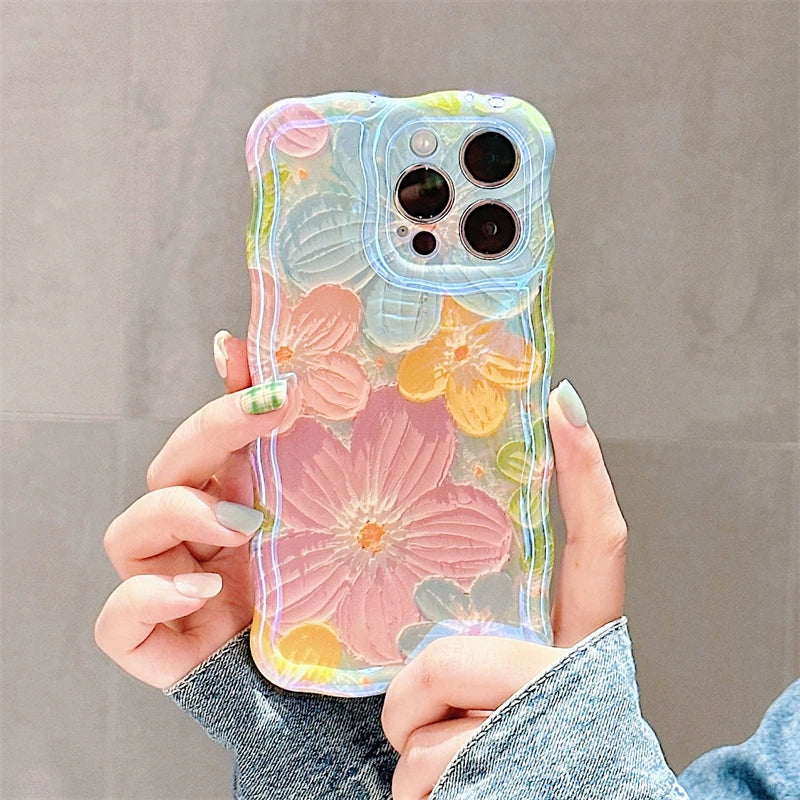 Flowers Glitter Laser iPhone Case