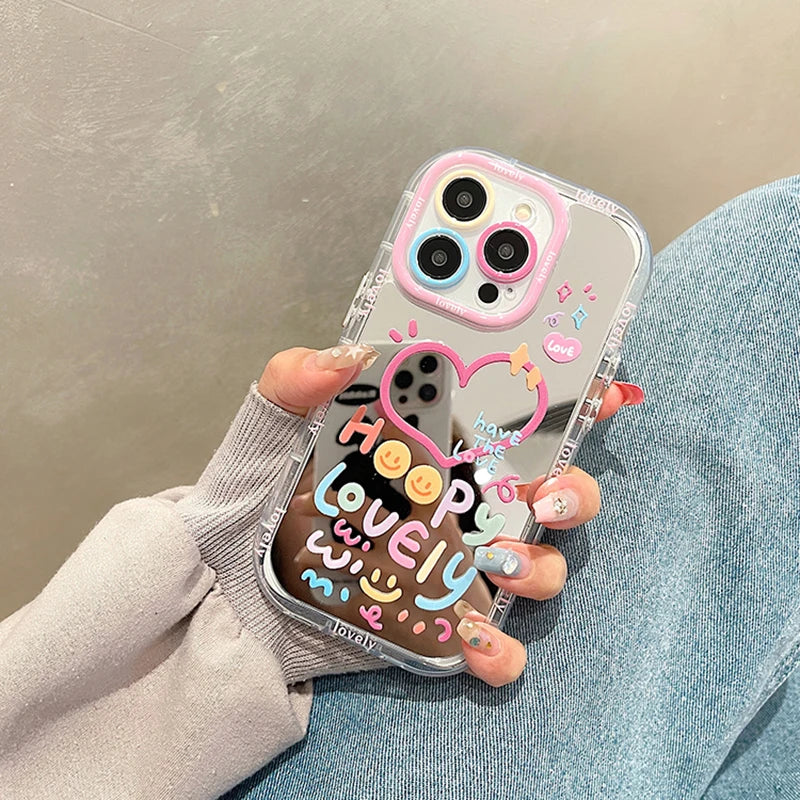 Lovely Girl Heart Mirror Phone Case