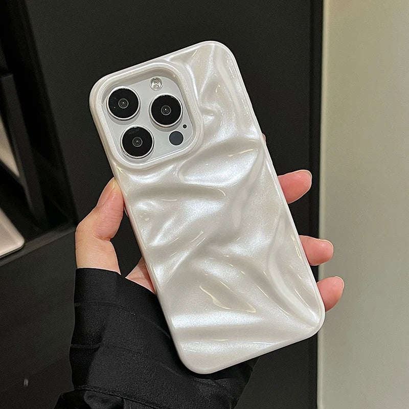 Pearl White Folds Texture Phone Case