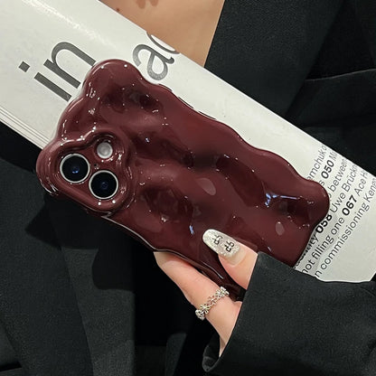 Wine Red Glossy Wave Pattern Phone Case