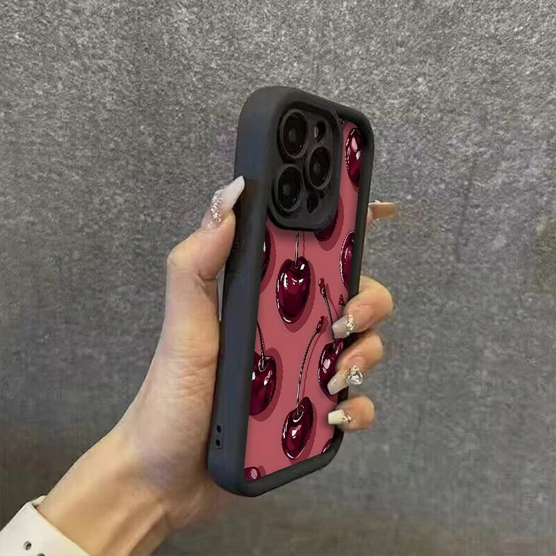 Bright Cherry Pattern Print Shockproof Soft Phone Case