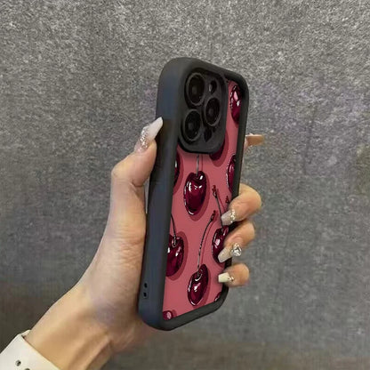 Bright Cherry Pattern Print Shockproof Soft Phone Case