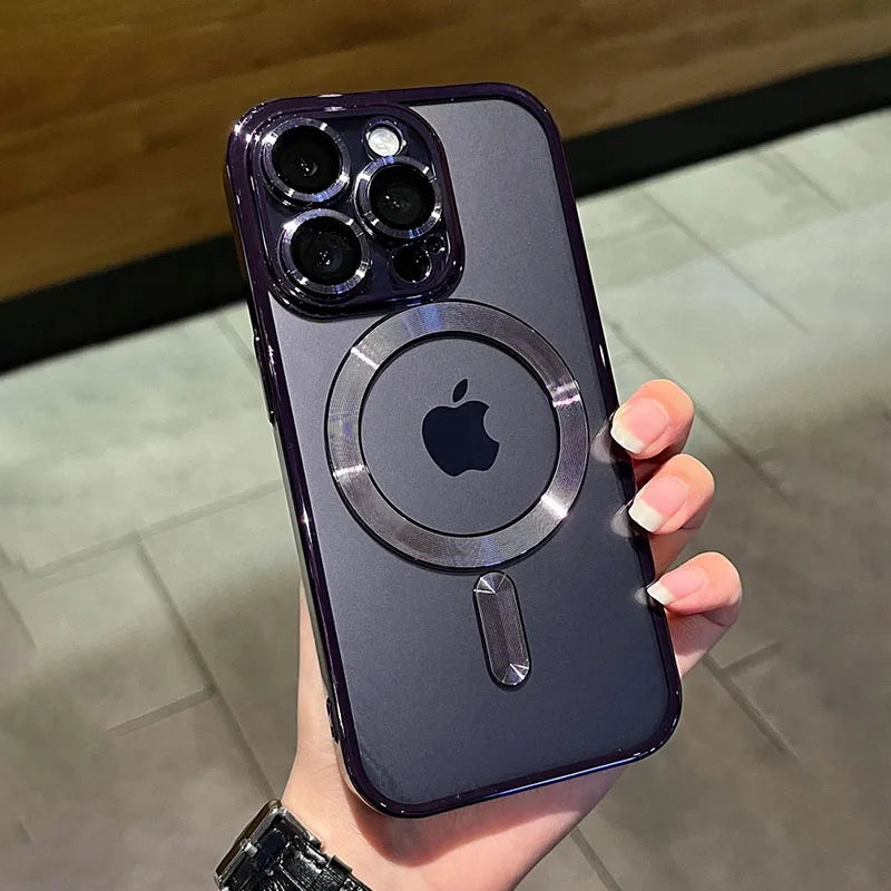 Luxury Magnetic For Magsafe Wireless Charge Plating Clear Phone Case New