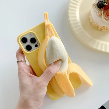 Funny 3D Stress Reliever Peeled Banana Phone Case