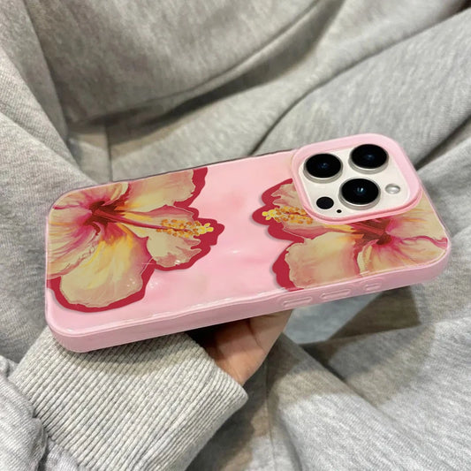 Elegant Pink Hibiscus Flower Folds Texture Phone Case