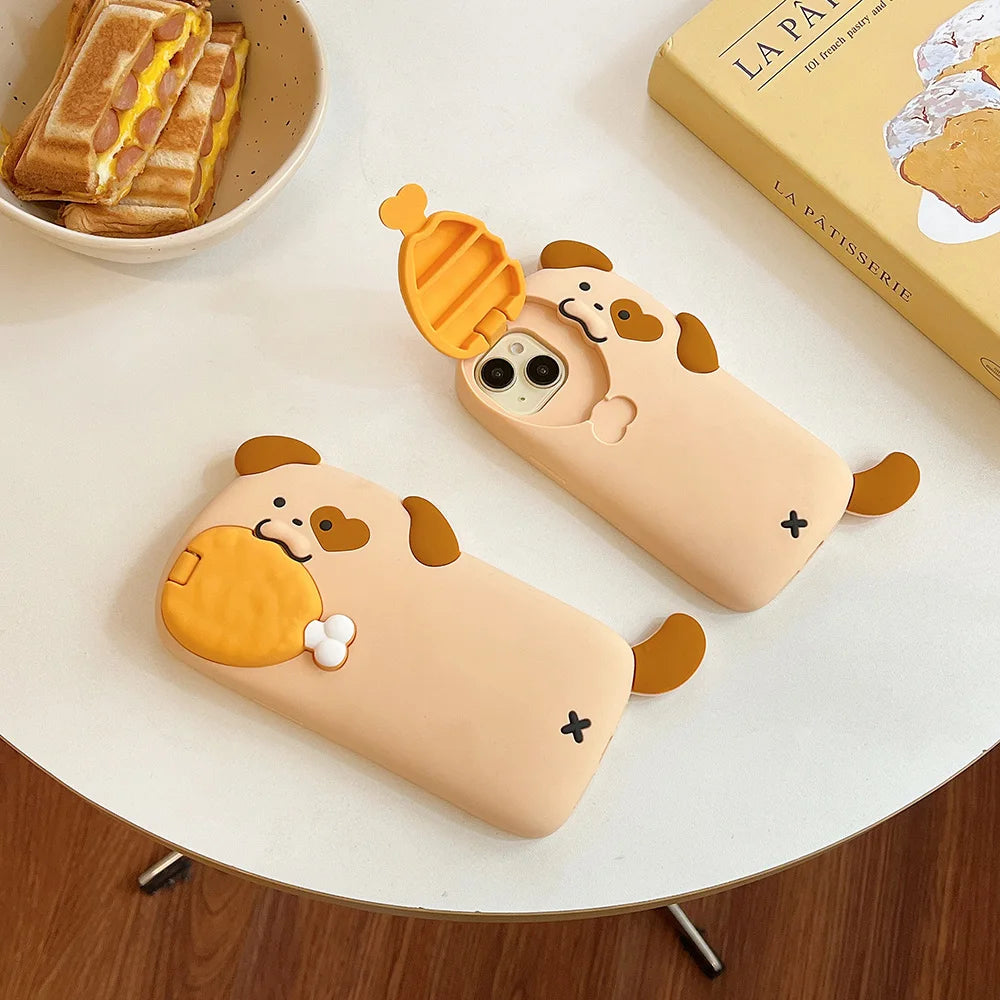 Funny Dog Eat Chicken Leg Soft Silicone Phone Case