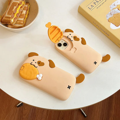 Funny Dog Eat Chicken Leg Soft Silicone Phone Case