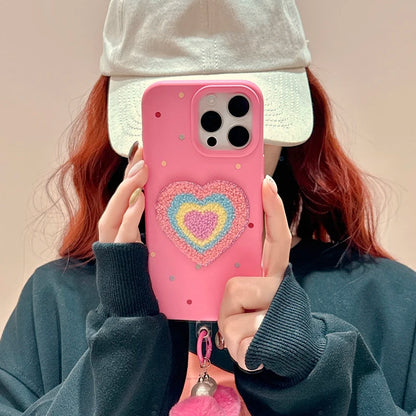 Rose Plush Love Heart TPU Phone Case
