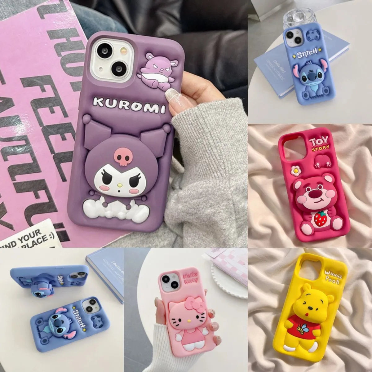 Kuromi Kitty Stitch Silicone iPhone Case