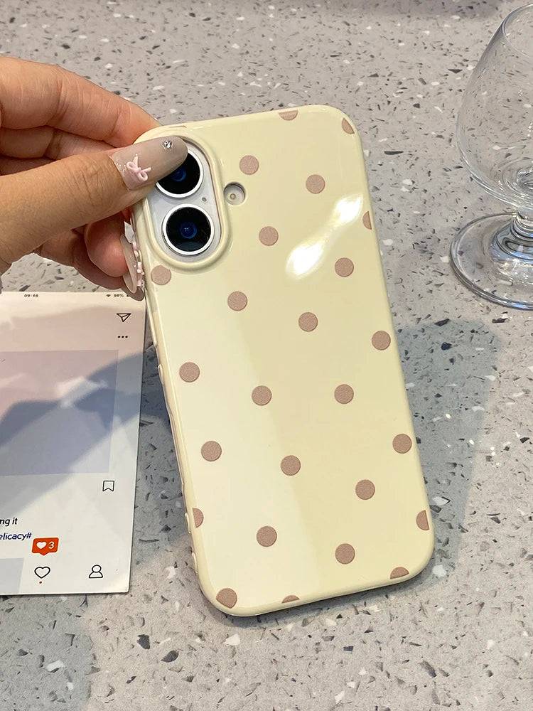 Simple Fashion Purple Circular Dots Beige Polka Dots Phone Case