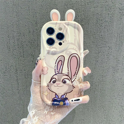 Couple Judy Rabbit Ear Cartoon Wave TPU Soft Phone Case