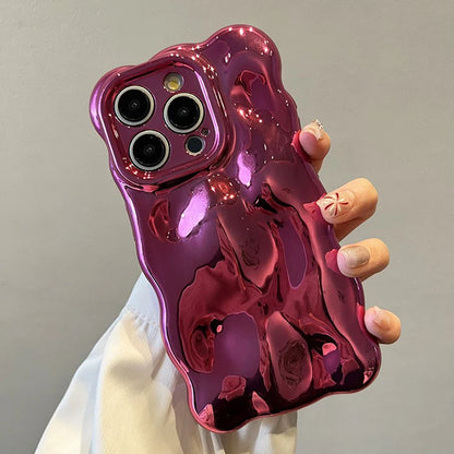 Luxury Fashion Plating Rose 3D Bubble Wave Phone Case
