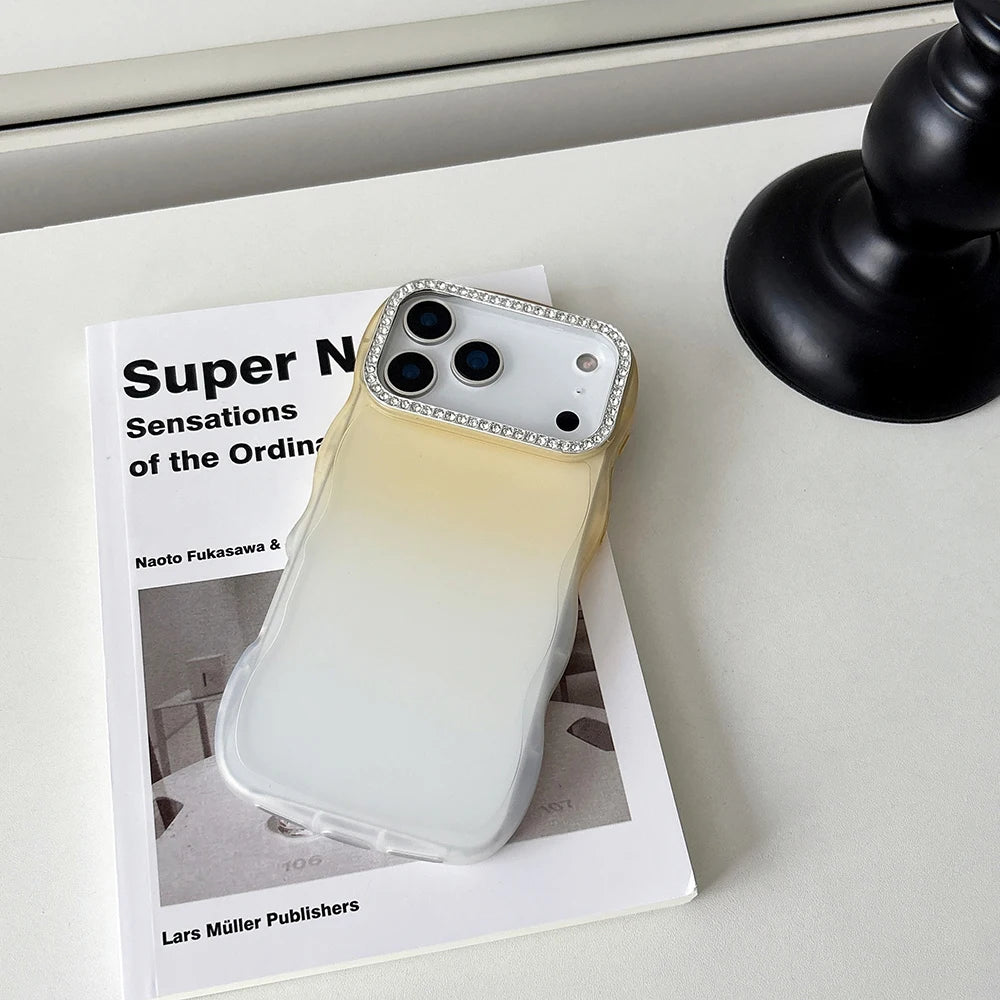 Simple Gradient Color Wave Edge Clear Phone Case