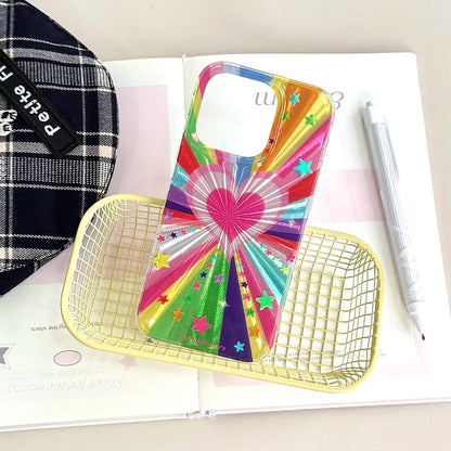 Cute Heart Colorful Rainbow Star Glitter Phone Case