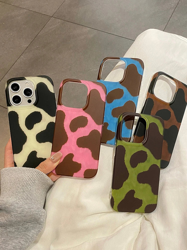 Ins Trendy Milk Cow Print IMD TPU Phone Case