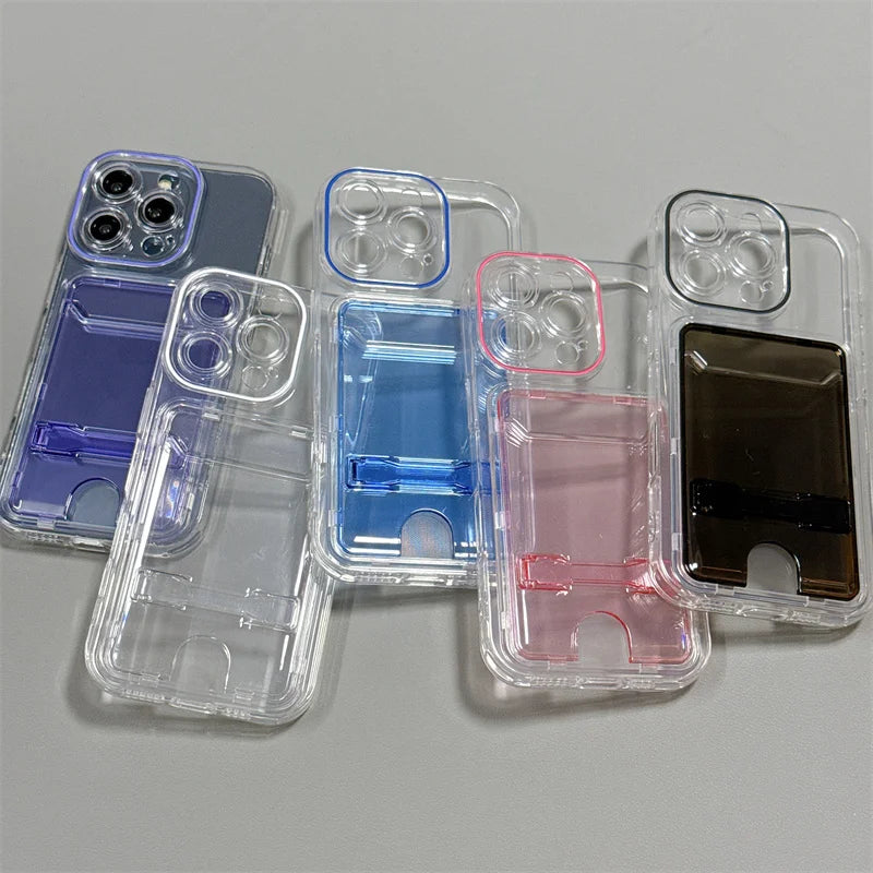 Clear Card Slot Wallet Bag Holder Stand Phone Case
