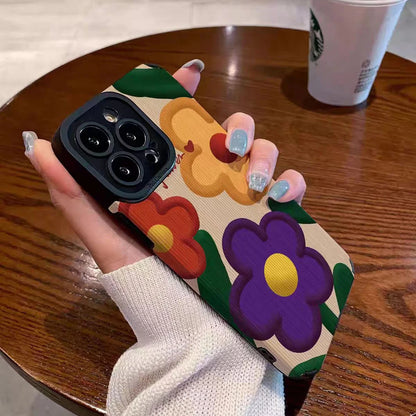 Fashion Big Flower Silicone Leather Phone Case