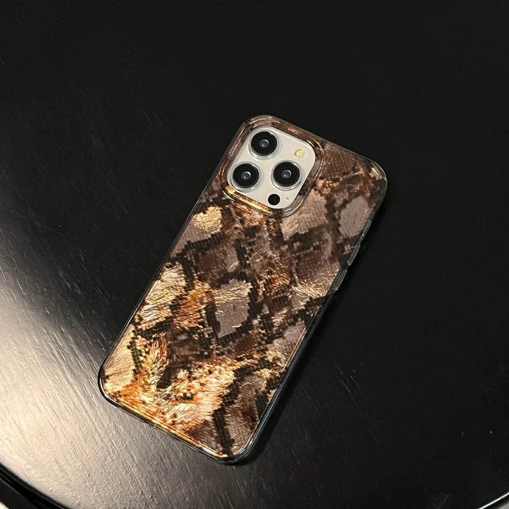 Personality Glossy Snake Skin Pattern Shockproof Protective Phone Cover Case