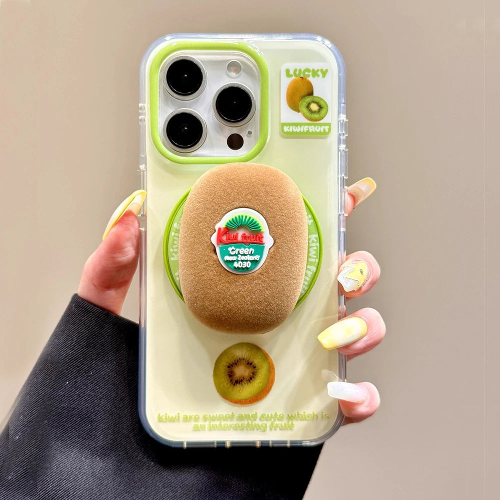 3D Cute kiwi Clear Magnetic Grip Tok Stand Holder Phone Case