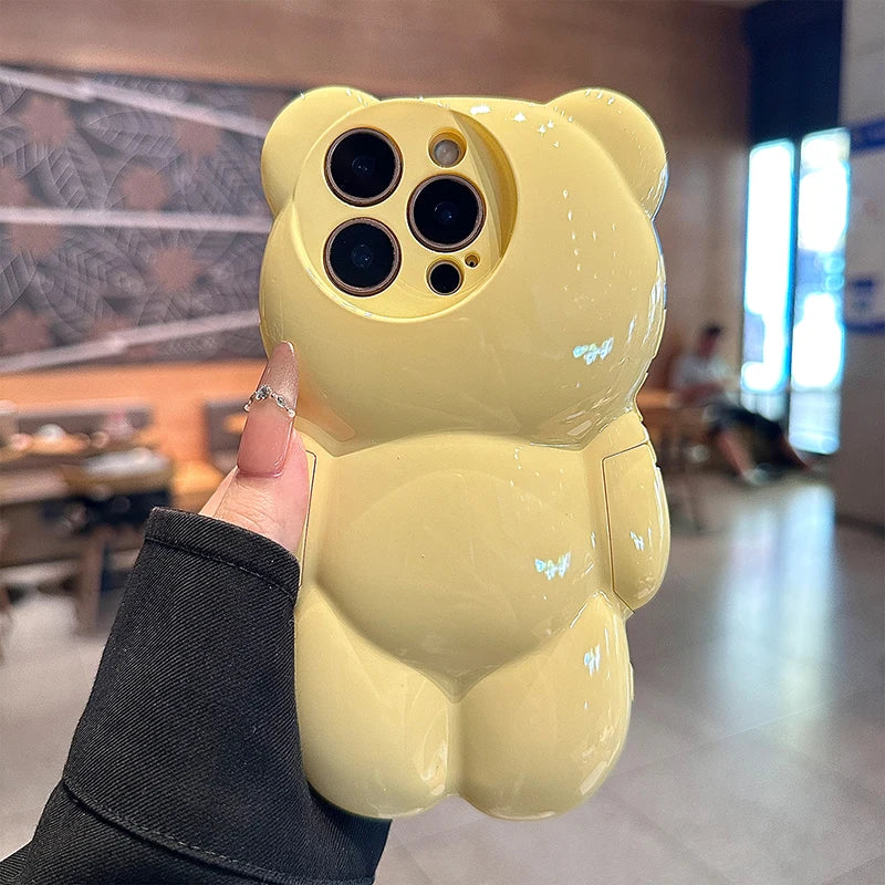 Ins Cute Macron 3D Bear Shockproof Phone Case