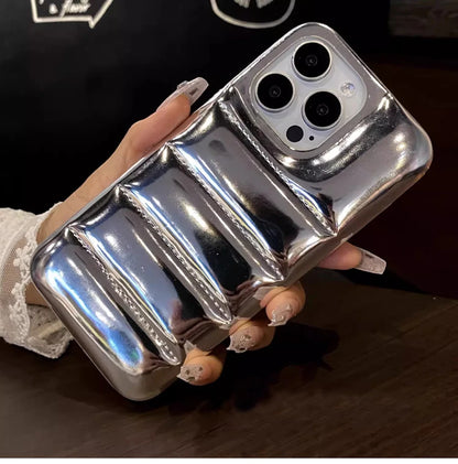 Luxury Glossy Laser Skin Down Jacket Aurora Phone Case