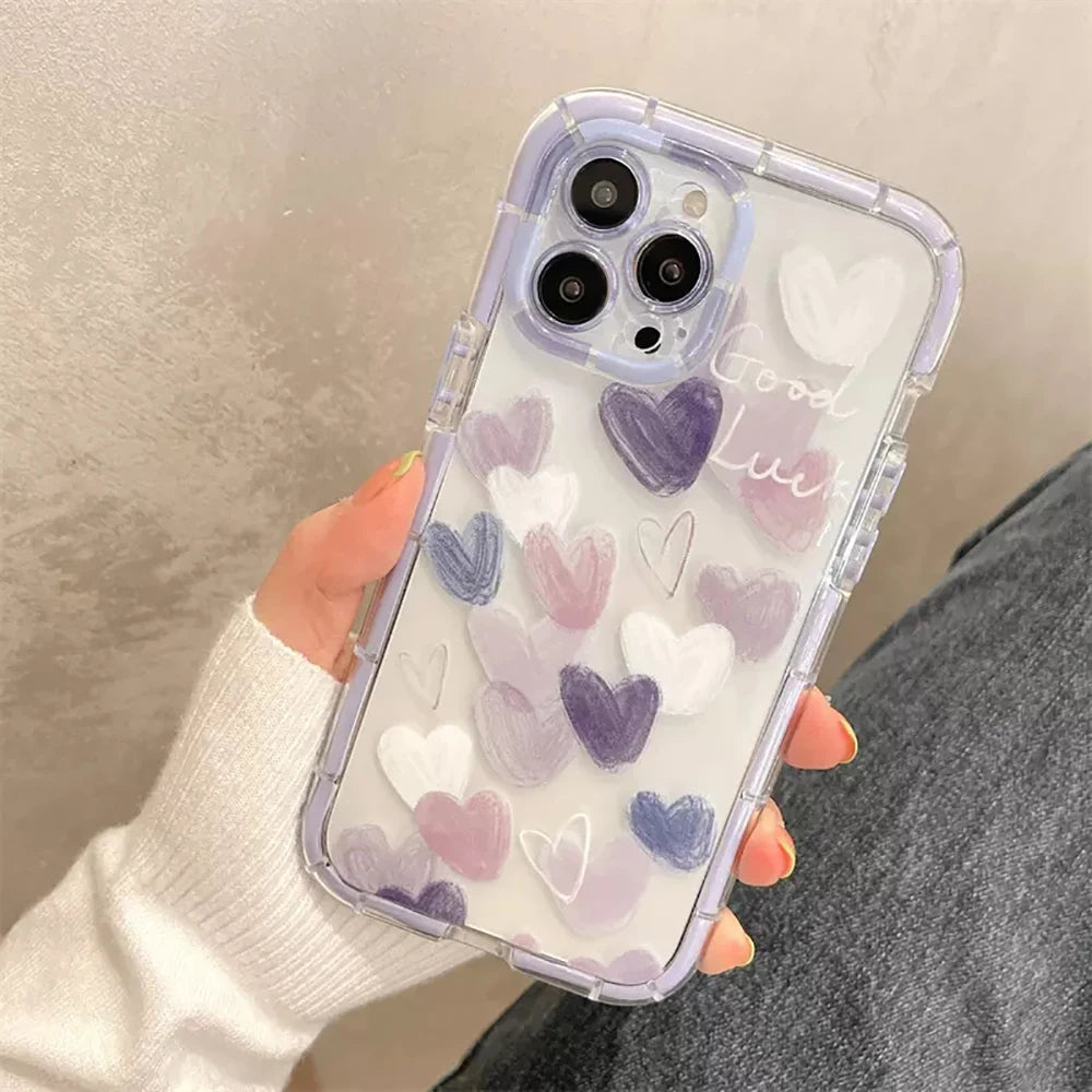 Cute Love Heart Soft Shockproof Bumper Transparent Phone Case