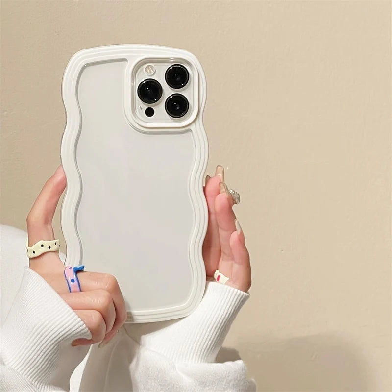 Simple Fashion Wave Frame Clear Shockproof Back Phone Case