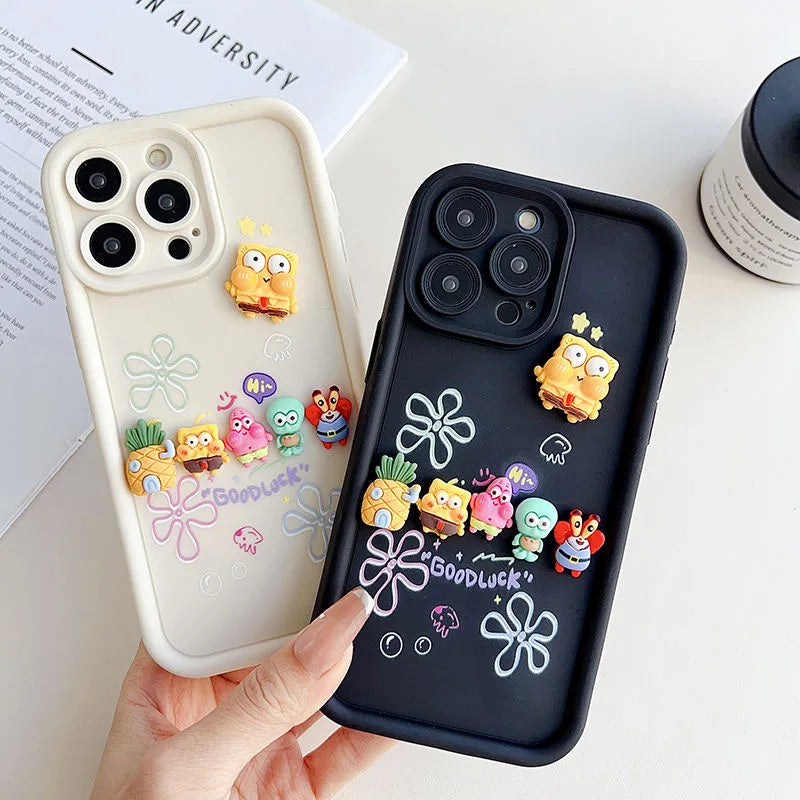 Cute SpongeBob Family Toy Cartoon Multistep Soft Phone Case