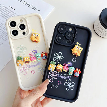 Cute SpongeBob Family Toy Cartoon Multistep Soft Phone Case