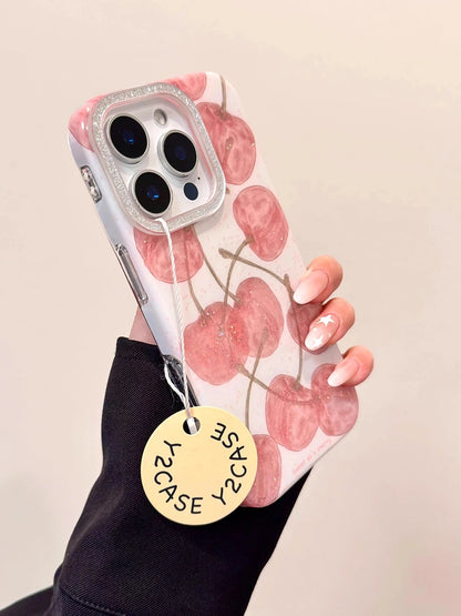 INS Cute Cherry Pattern Glitter Bling Phone Case