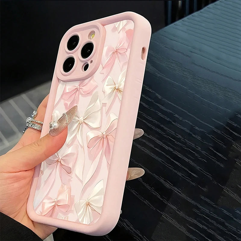 Bow-Knot Pink Bow Pattern Shockproof Soft TPU Phone Case