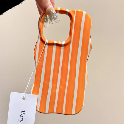 Luxury 2 in 1 Glossy Double Color Wave Stripes Phone Case