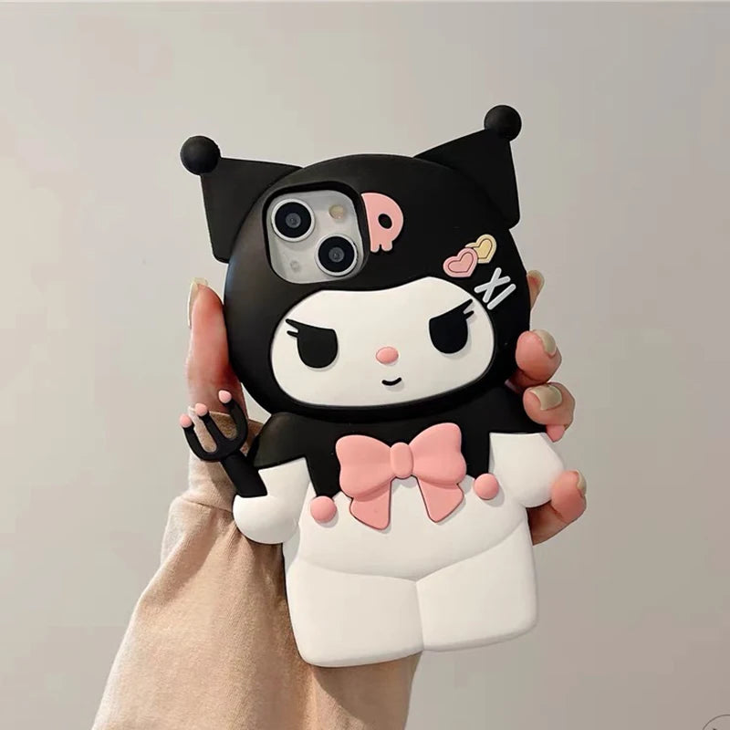 3D Kawaii Dark Kuromi Style Cartoon Silicon Soft Phone Case