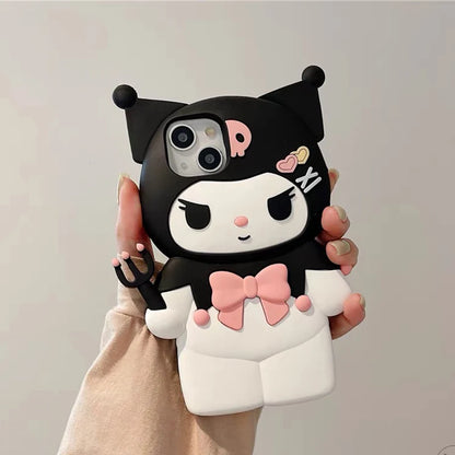 3D Kawaii Dark Kuromi Style Cartoon Silicon Soft Phone Case