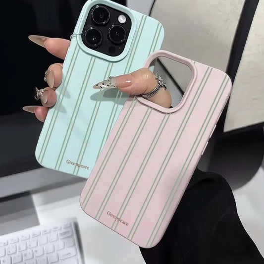 The Green Stripe Lichee Pattern Phone Case