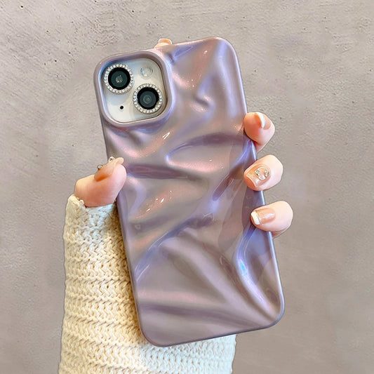 Fashion Dazzling Purple Glossy Wrinkled Texture Phone Case