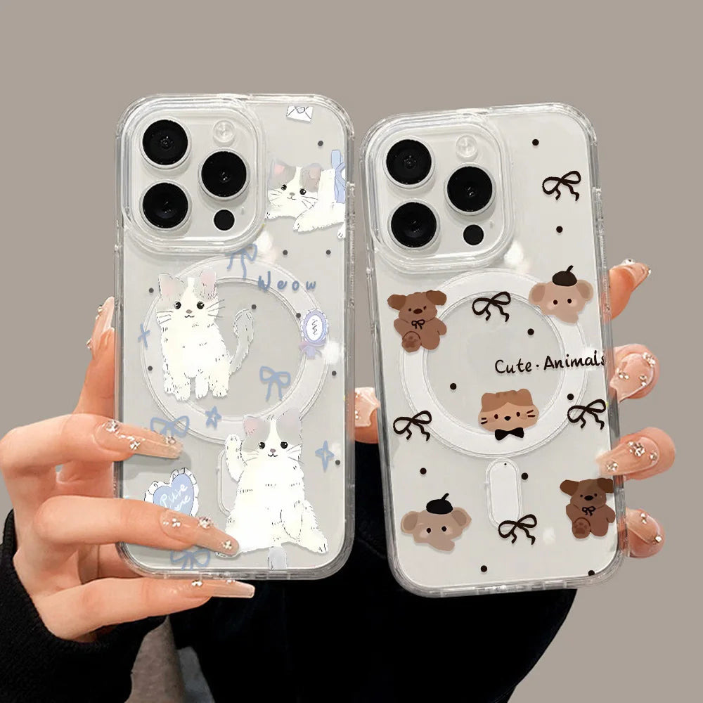 Cute Cat For Magsafe Wireless Charger Phone Case