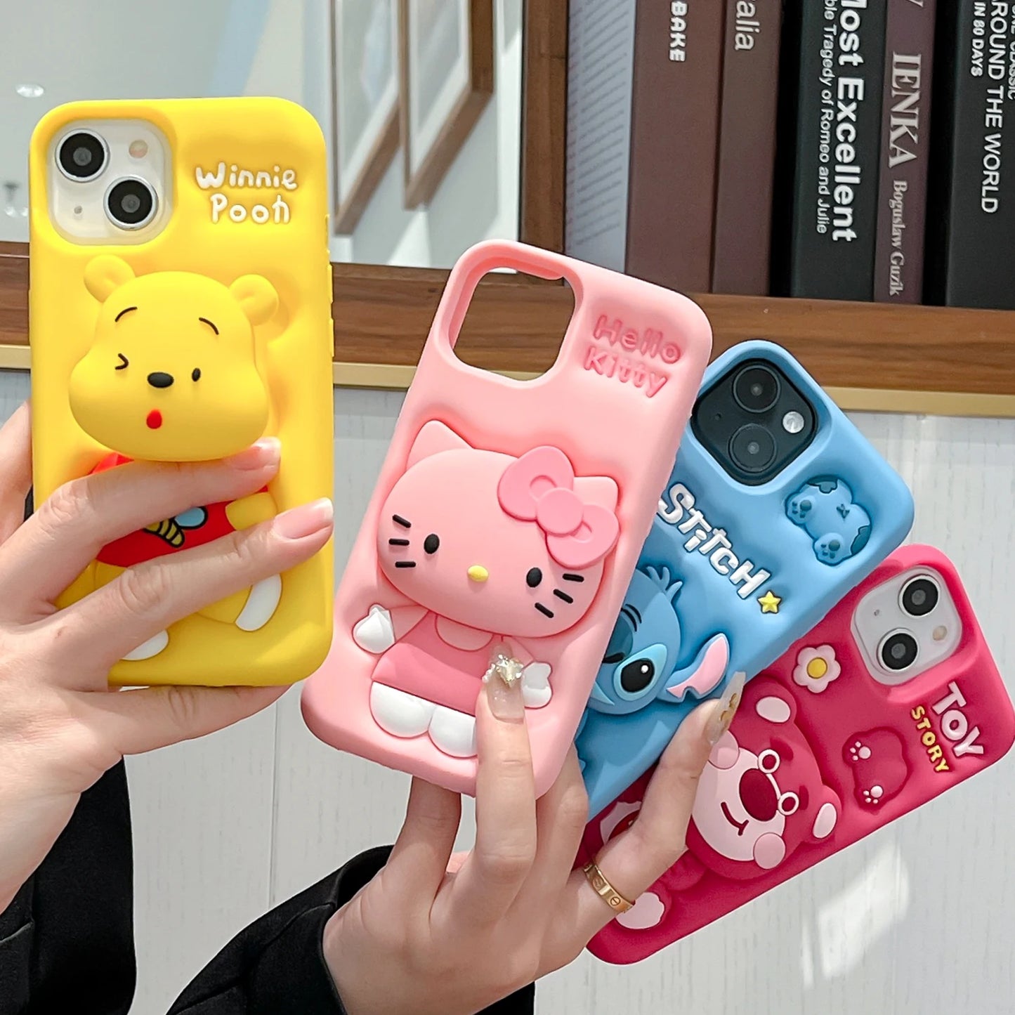 Stitch Kitty Face Grip Tok Holder Cartoon Silicon Soft Phone Case