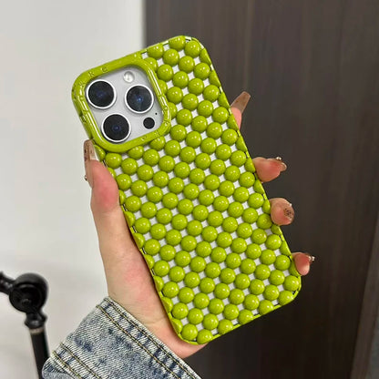 Fashion Green Pearl Round Bead Hollow Out Phone Case