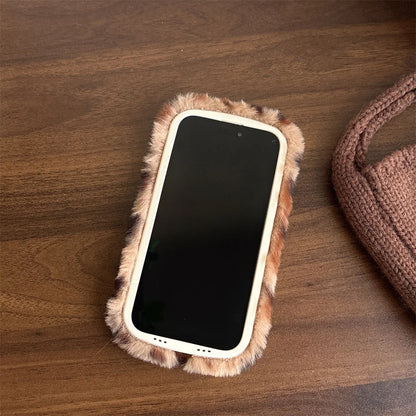 Fashion Leopard Fluffy Fur Phone Case